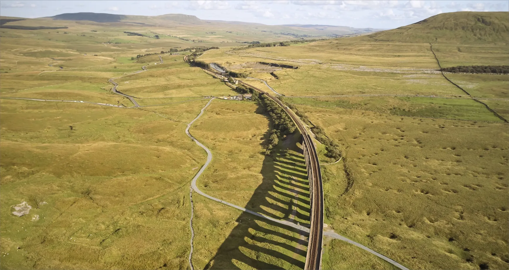 Aerial view of The Station Inn at Ribblehead