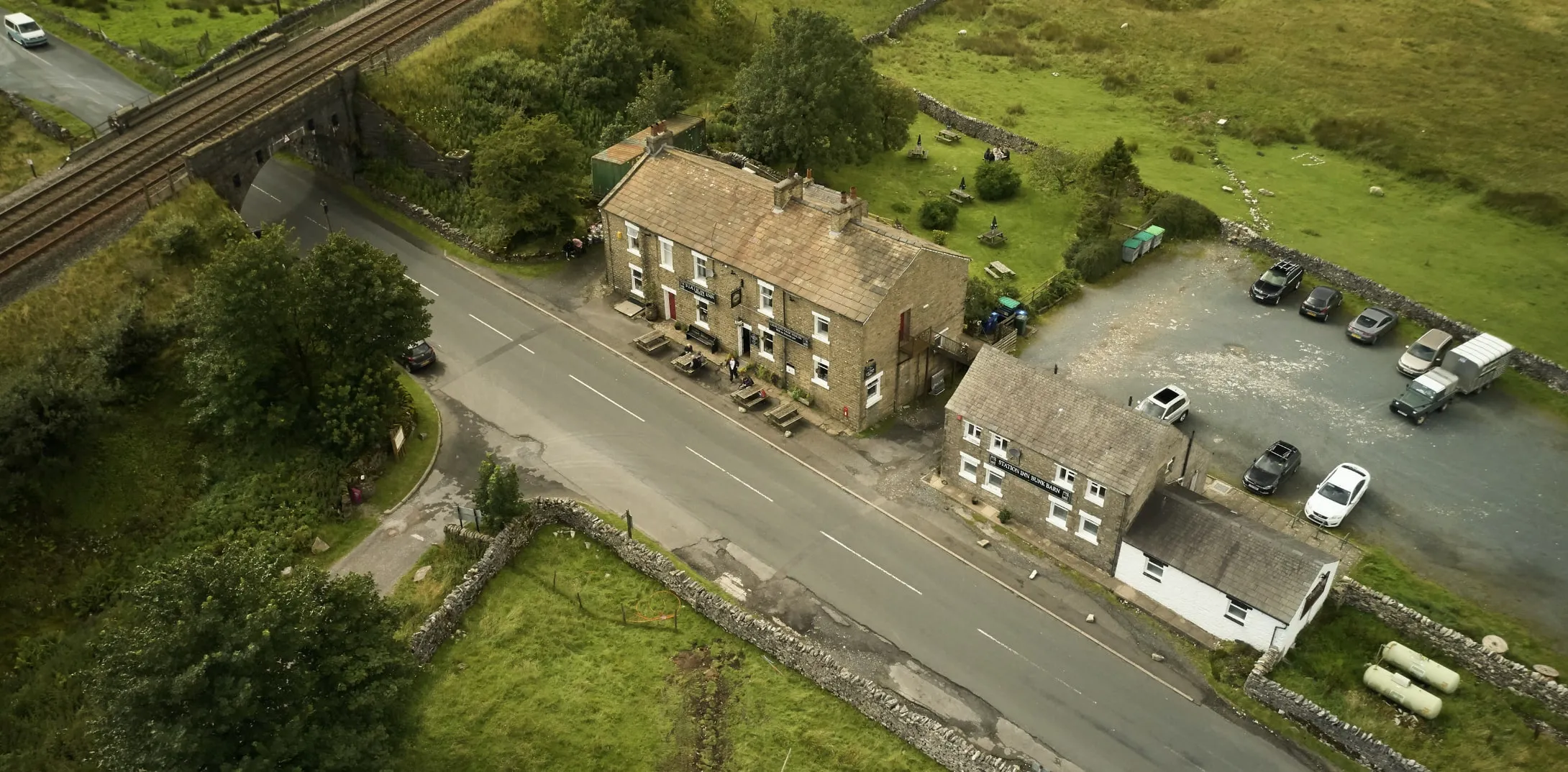 View of Ribblehead Viaduct from The Station Inn